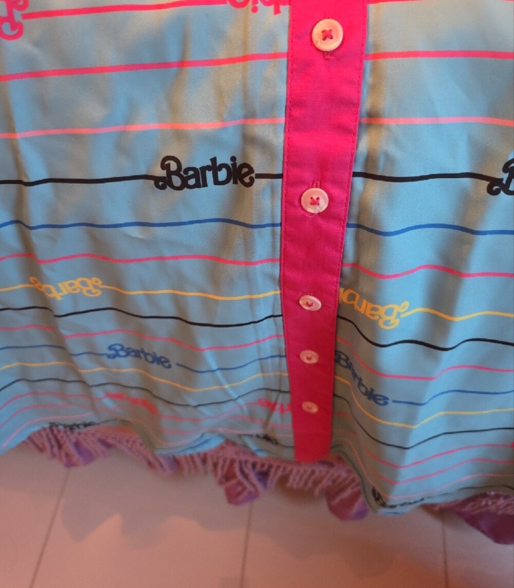 Barbie Blue Dress with Hot Pink Trim and Striped Logo Print - Picture 3 of 7